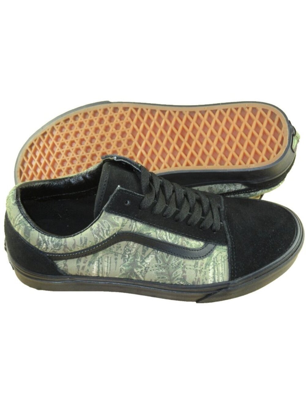 Vans Men's Old Skool Black Camouflage Canvas Suede Striped Shoes Size 10 NIB